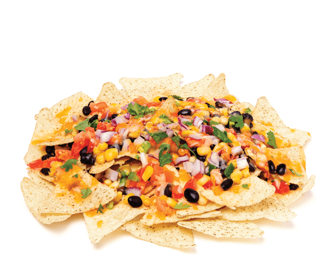 Nachos with veggies and black beans